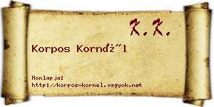Korpos Kornél névjegykártya